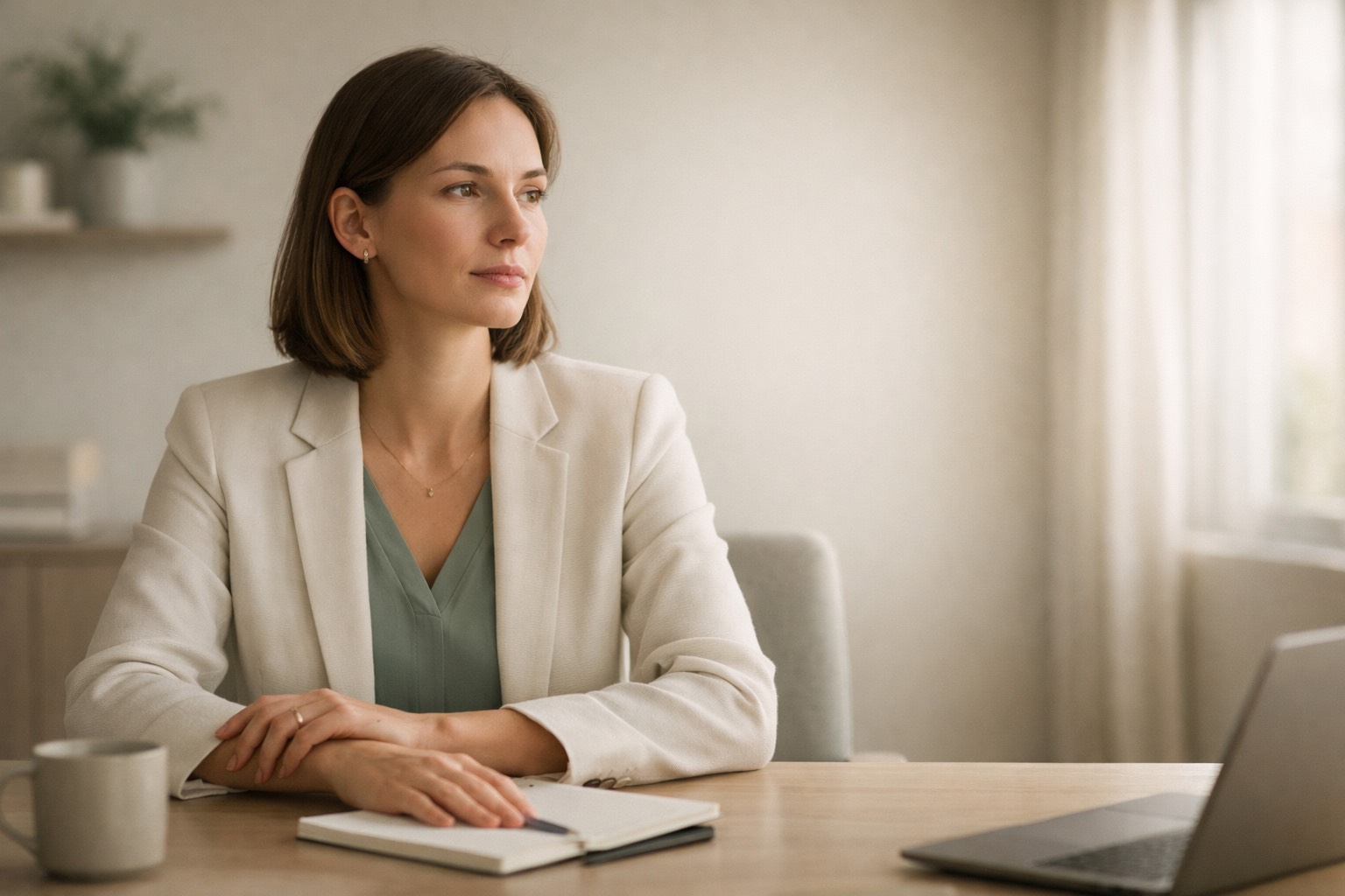 Woman calming her nervous system so that she doesn't suffer from burnout