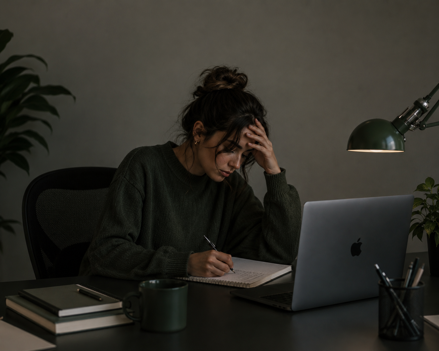 Woman in constant thinking mode.