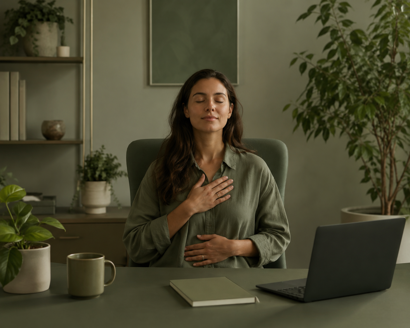 A woman doing exercises to calm and regulate her nervous system