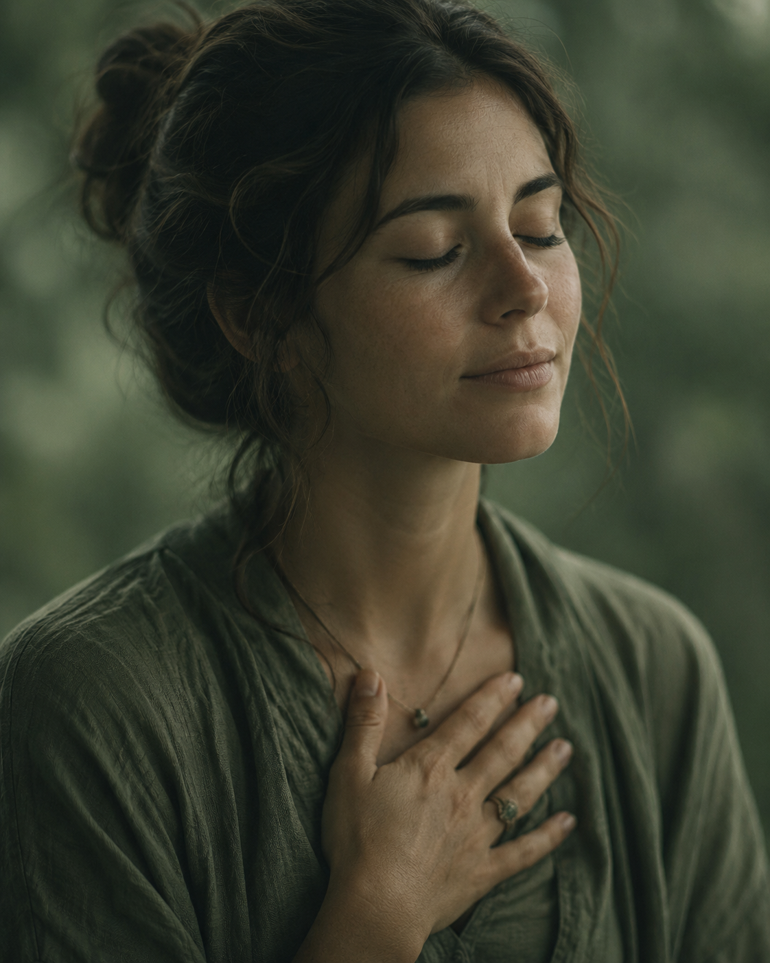 Woman minimising the gap between knowing and feeling by allowing her body to experience